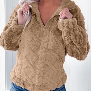 Stay Warm & Stylish with Cozy Fleece Quarter Zip Sweatshirt – Black Friday 10% Off!