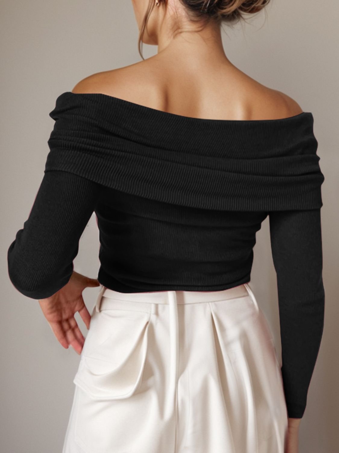 Off-Shoulder Long Sleeve Black Sweater – Black Friday Sweater Dress Deal 2025 - Image 5