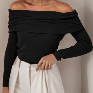 Off-Shoulder Long Sleeve Black Sweater – Black Friday Sweater Dress Deal 2025