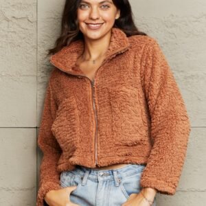 Cozy Zip-Up Collared Teddy Jacket – Ultimate Warmth & Style
