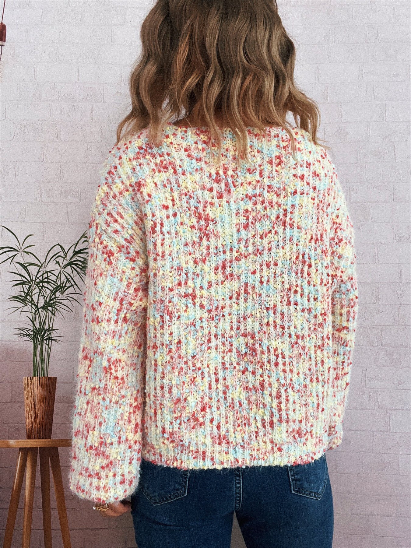 Chic Vibes Multi-Color Confetti Knit Pullover – Cozy Crew Neck Sweater for Women - Image 14