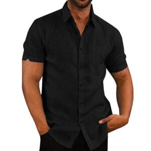 Men's Short Sleeve Summer Tops Tee - Casual Loose Button Down Western Shirts for Everyday Cool