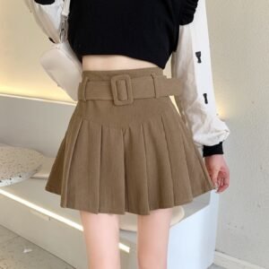 Khaki pleated mini skirt