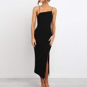 Black sleeveless bodycon dress
