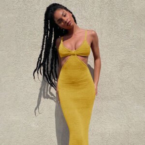 Yellow trending fashion maxi dress