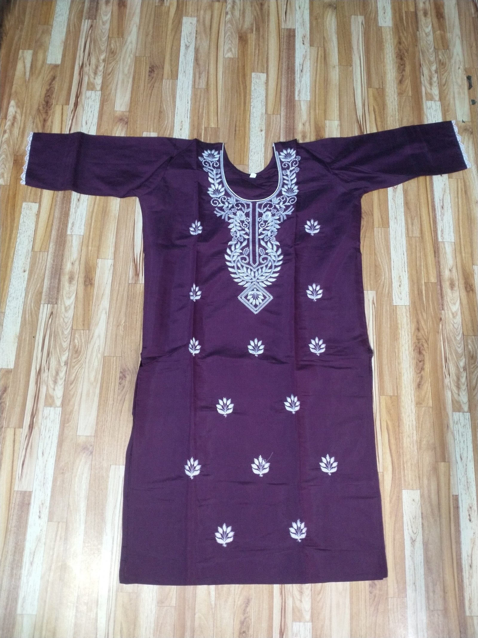 dark purple chikankari kurti