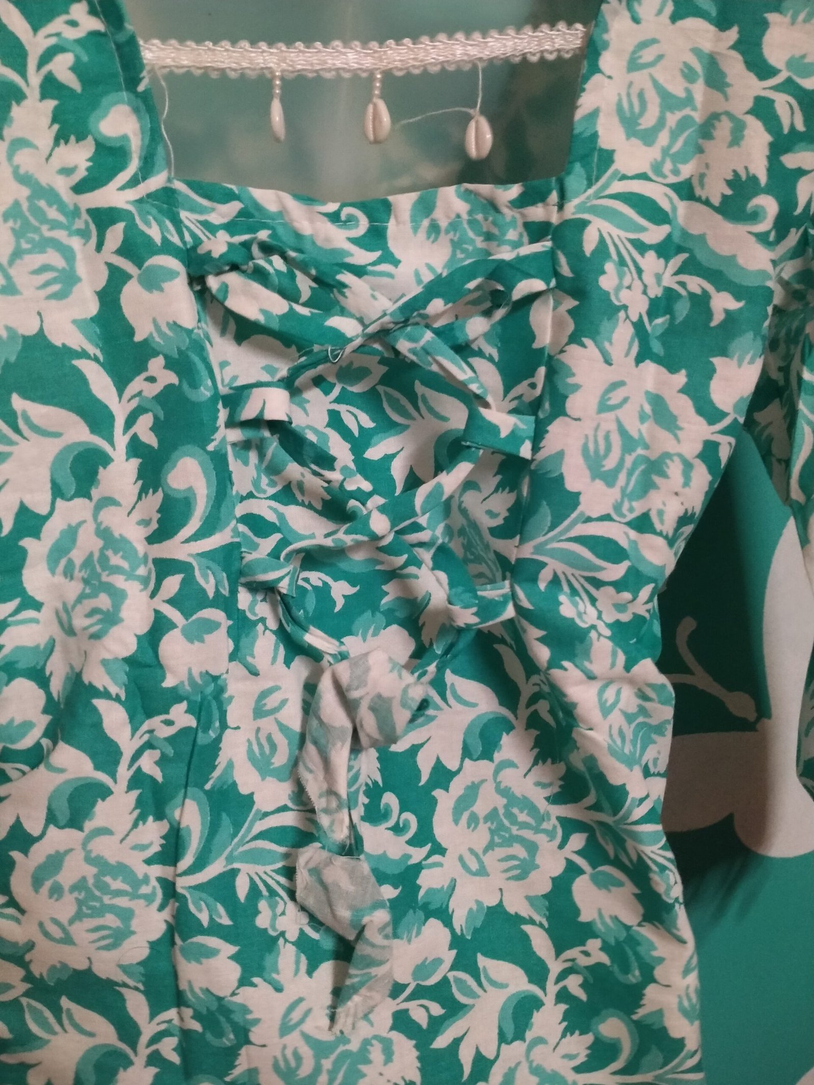 sea green square neck kurti