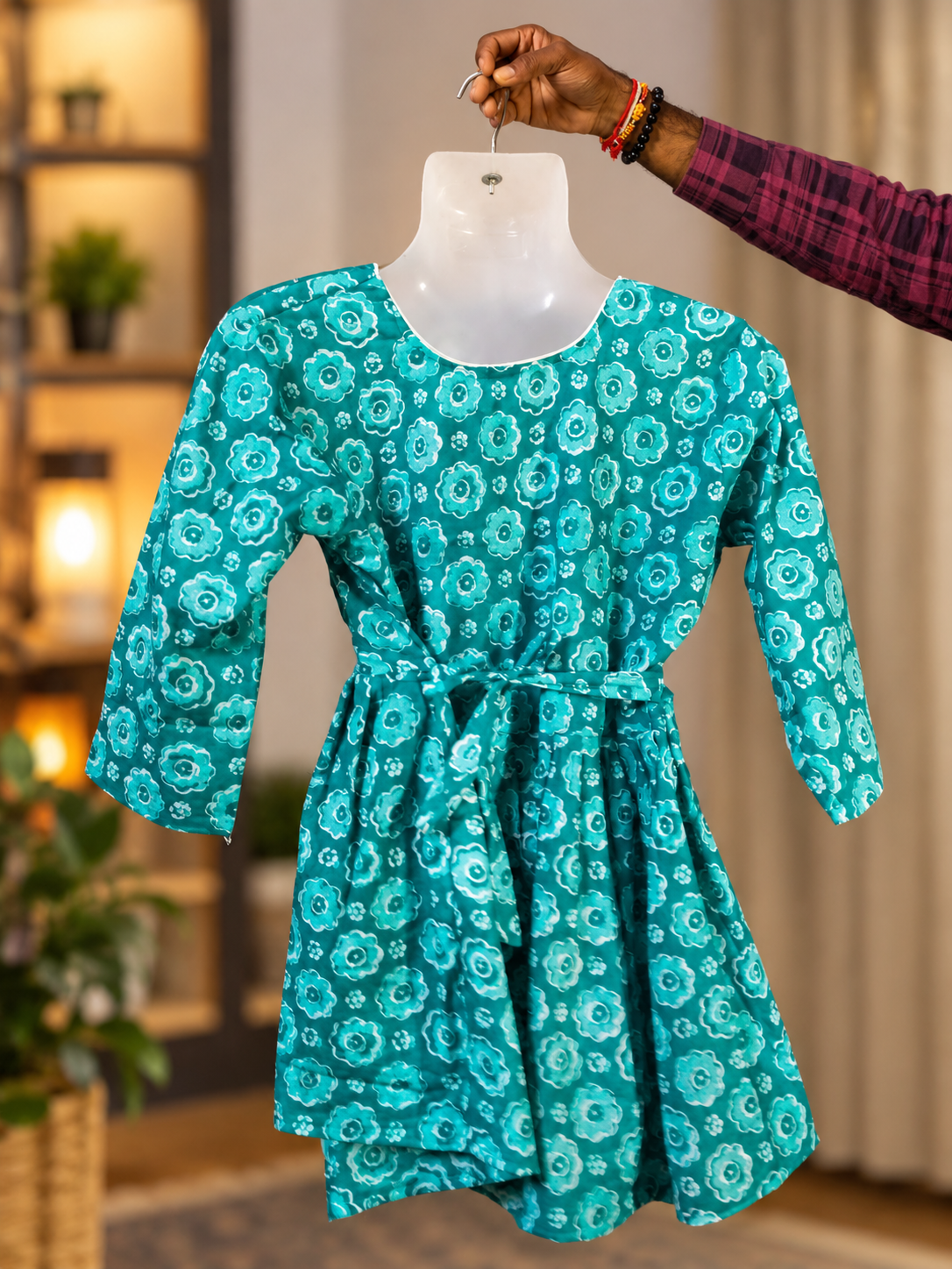 light blue floral print kurti
