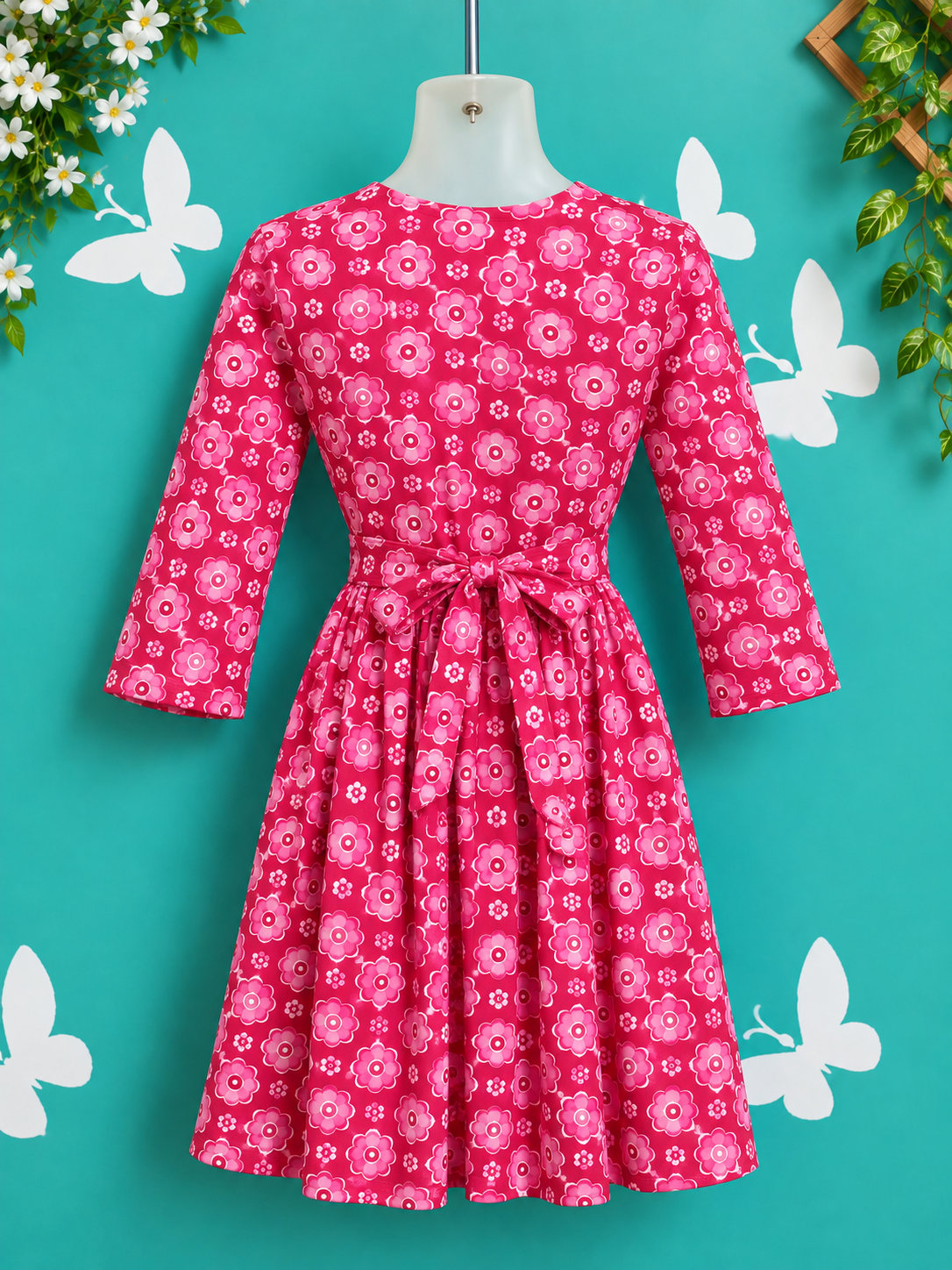 pink floral print kurti