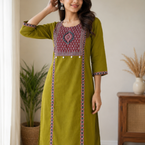 olive green short kurti